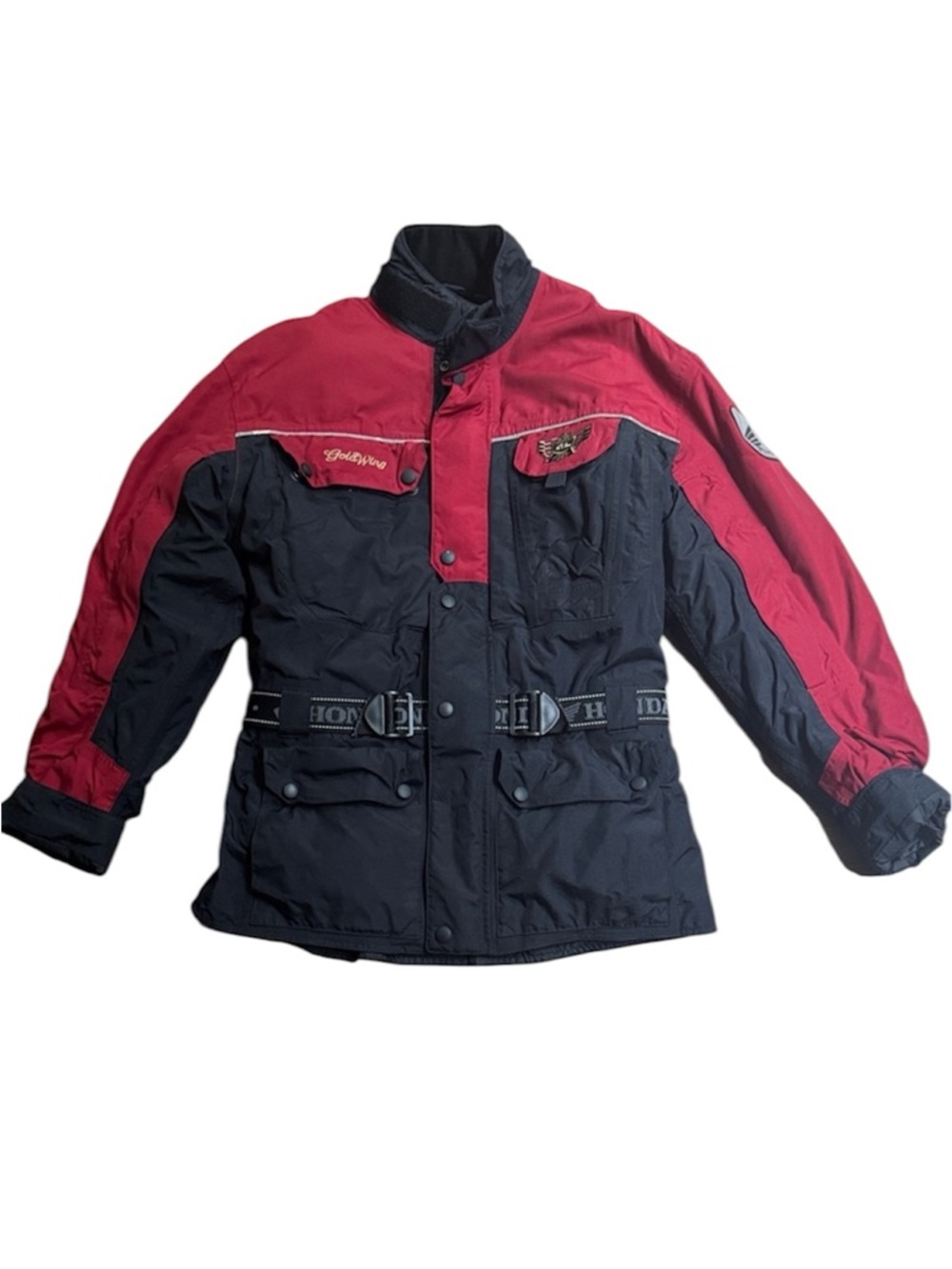 Honda Goldwing Motorcycle Jacket Red Black Belted Touring Coat Size S - Picture 2 of 14